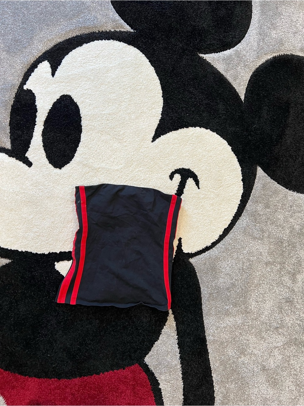 Express Black Crop Top with Red Side Stripes